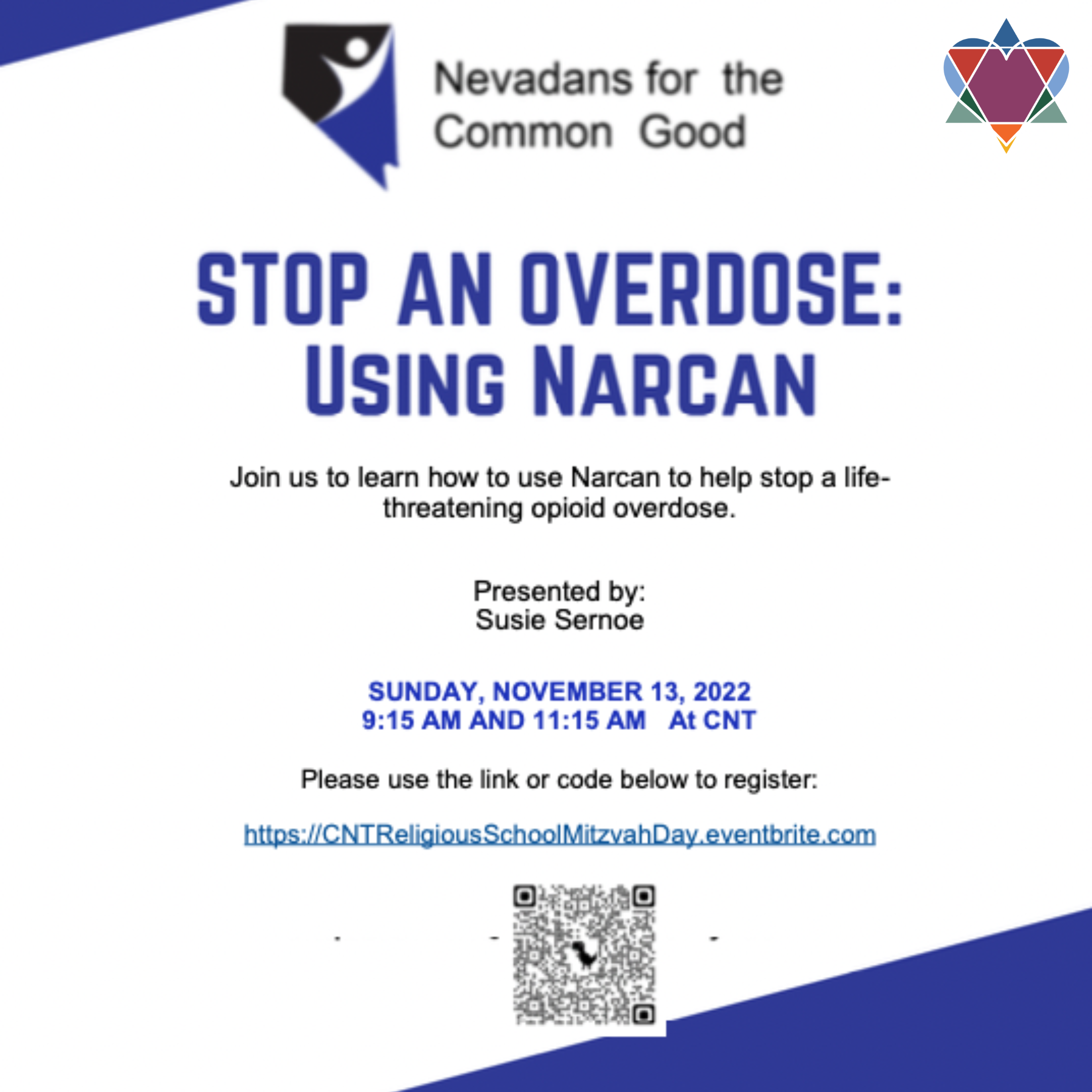 RELIGIOUS SCHOOL MITZVAH DAY - NARCAN TRAINING