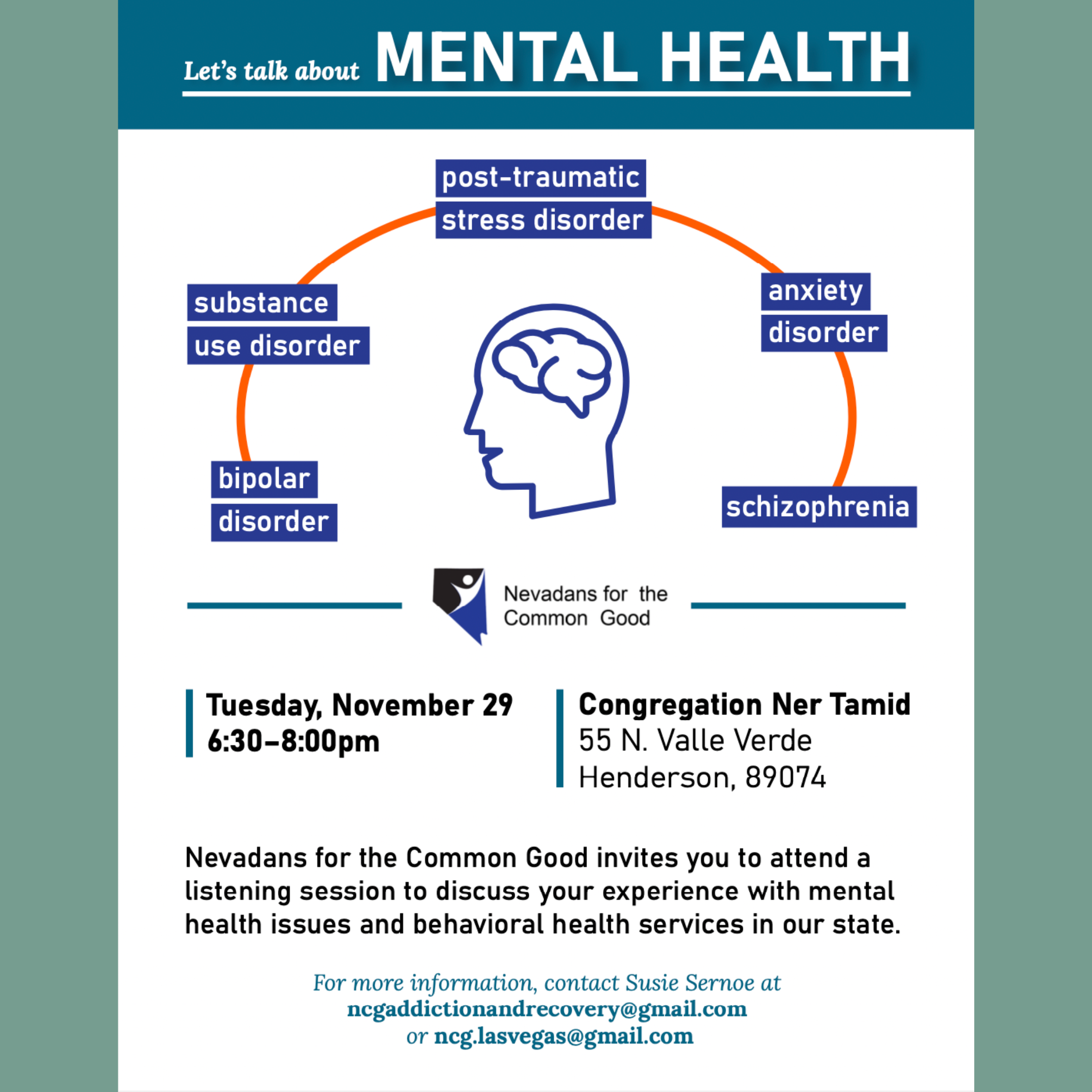 NEVADANS FOR THE COMMON GOOD HOSTS MENTAL HEALTH LISTENING SESSION AT CNT