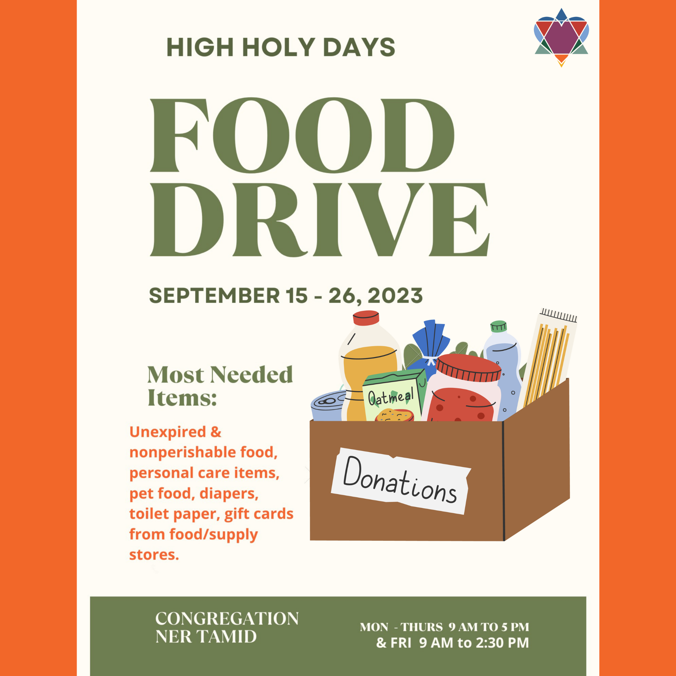 CNT SOCIAL ACTION'S HIGH HOLY DAYS FOOD DRIVE