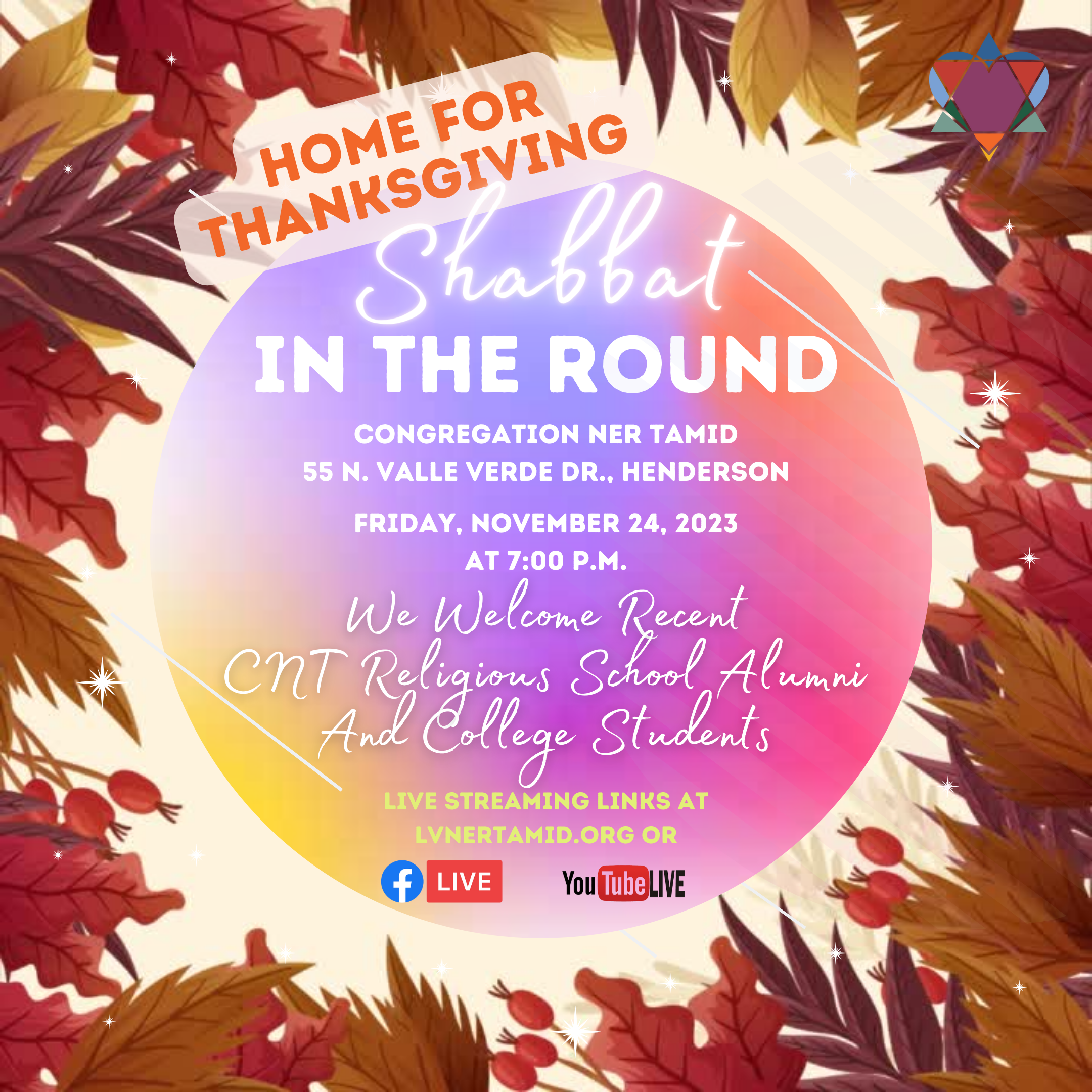 HOME FOR THANKSGIVING SHABBAT IN THE ROUND